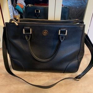 Tory Burch Robinson Double ZIP Tote Black